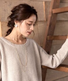 Tiaclasse 【洗える】大人可愛いワッフルニットトップス