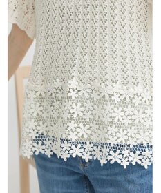 earth music&ecology 裾レース透かしニットプルオーバー