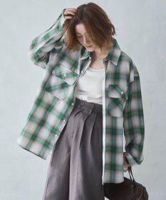 WEGO 【ユニセックス着用ITEM/SMLサイズ展開】オンブレチェックシャツ（LS）