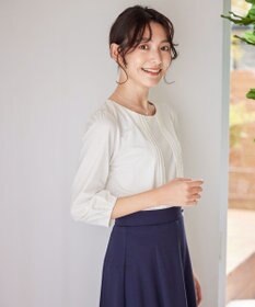 Tiaclasse 【洗える】ピンタックレースカットソーTブラウス