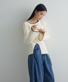 Green Parks 前後２ｗａｙアシンメトリー袖フレアリブニット
