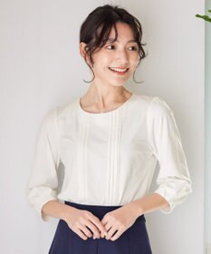 Tiaclasse 【洗える】ピンタックレースカットソーTブラウス