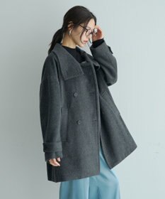 YECCA VECCA ウール混ミドル丈スタンドカラーコート