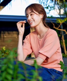 Tiaclasse  【洗える】ハーフスリーブサマーニットカーディガン