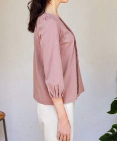 Tiaclasse 【洗える】ピンタックレースカットソーTブラウス