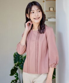 Tiaclasse 【洗える】ピンタックレースカットソーTブラウス