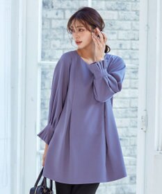 Tiaclasse 【洗える】プリーツパフ袖チュニックブラウス