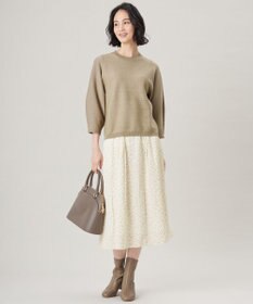 自由区 L 【カタログ掲載・セットアップ対応・洗える】ジオメトリックフラワードットプリント スカート