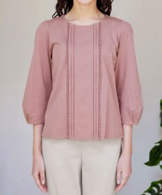 Tiaclasse 【洗える】ピンタックレースカットソーTブラウス