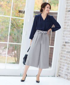 Tiaclasse L 【洗える】涼しく穿けるドライタッチ生地を使用したクロップドワイドパンツ