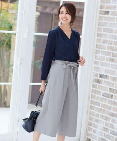 Tiaclasse L 【洗える】涼しく穿けるドライタッチ生地を使用したクロップドワイドパンツ