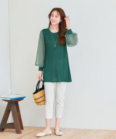 Tiaclasse チュールスリーブニットチュニック