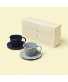PRESENTERS ROOM 作山窯 / Sara Coffee Cup & Saucer カップ＆ソーサー ペア 木箱入り（Navy・Gray）