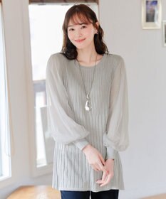 Tiaclasse チュールスリーブニットチュニック