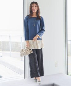 Tiaclasse 【洗える】ヴィンテージサテンニットコンビチュニック