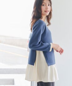 Tiaclasse 【洗える】ヴィンテージサテンニットコンビチュニック