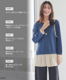 Tiaclasse 【洗える】ヴィンテージサテンニットコンビチュニック