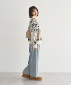 earth music&ecology ダブルzipノルディックカウチンニットカーディガン