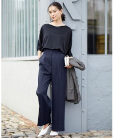 ICB 【洗える】トリアセサテンスムース 7分袖プルオーバー