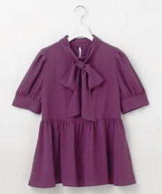 Feroux 【洗える】ペプラム ボウタイブラウス