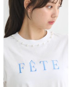 earth music&ecology 襟パール刺繍ロゴＴシャツ