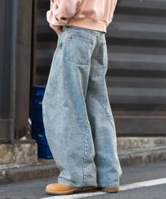 WEGO 【ユニセックス着用ITEM/SMLサイズ展開】カバーフィットバルーンデニムパンツ