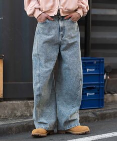 WEGO 【ユニセックス着用ITEM/SMLサイズ展開】カバーフィットバルーンデニムパンツ