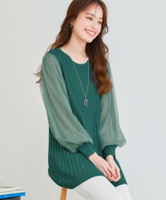 Tiaclasse チュールスリーブニットチュニック