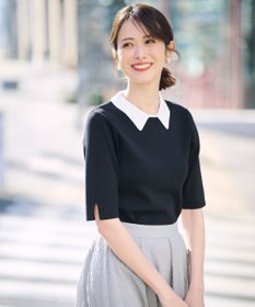 ANY SIS 【好印象企画】襟配色ニット×タックスカートセット