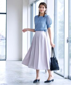 Tiaclasse 【洗える】ドビーシフォンパフスリーブブラウス