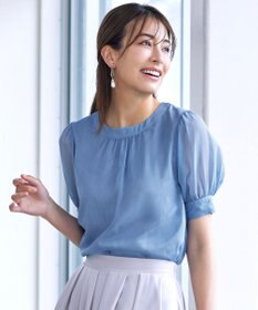 Tiaclasse 【洗える】ドビーシフォンパフスリーブブラウス