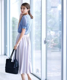 Tiaclasse 【洗える】ドビーシフォンパフスリーブブラウス