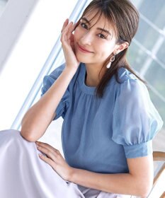 Tiaclasse 【洗える】ドビーシフォンパフスリーブブラウス