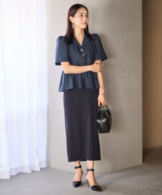 #Newans 【セレモニーにも】オープンカラーペプラムブラウス