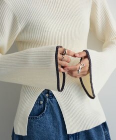 Green Parks 前後２ｗａｙアシンメトリー袖フレアリブニット