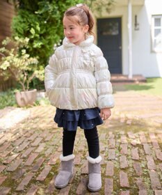 ANY KIDS パール調×フリースボア中綿コート