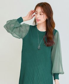 Tiaclasse チュールスリーブニットチュニック