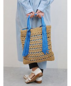 UNBILLION cachecache 下がりグログランペーパー柄編みトート