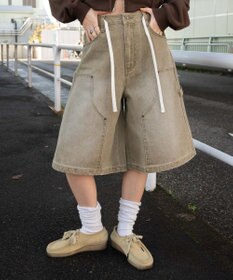 WEGO ウエストドロストダブルニーバギーハーフパンツ