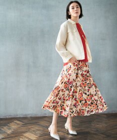 自由区 【XSサイズ～/洗える】ERICA楊柳プリント ギャザースカート