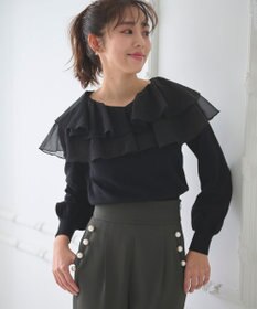 Feroux 【洗える】ラッフルコンビ ニット