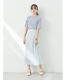 earth music&ecology フラワープリントフレアスカート