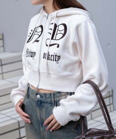 WEGO グラフィック裏起毛ショートZIPパーカー