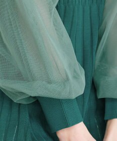 Tiaclasse チュールスリーブニットチュニック