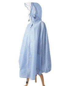 MOONBAT 【撥水】FLAT PURE サイクル レインポンチョ ボーダー 自転車 収納袋付き