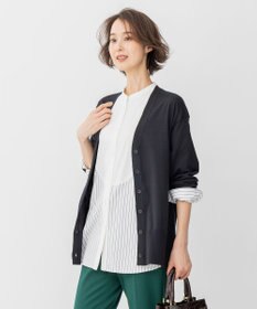 自由区 【洗える】シルクコットンハイゲージ Vネックカーディガン