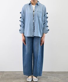 FORFORMO Ribbon Sleeve Denim Shirt リボンスリーブデニムシャツ