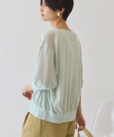 AMERICAN HOLIC 5分袖シアーVネックニットカーディガン