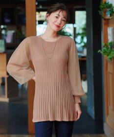 Tiaclasse チュールスリーブニットチュニック