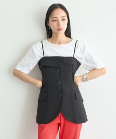 earth music&ecology 【セットアップ対応】フラップボタンビスチェ